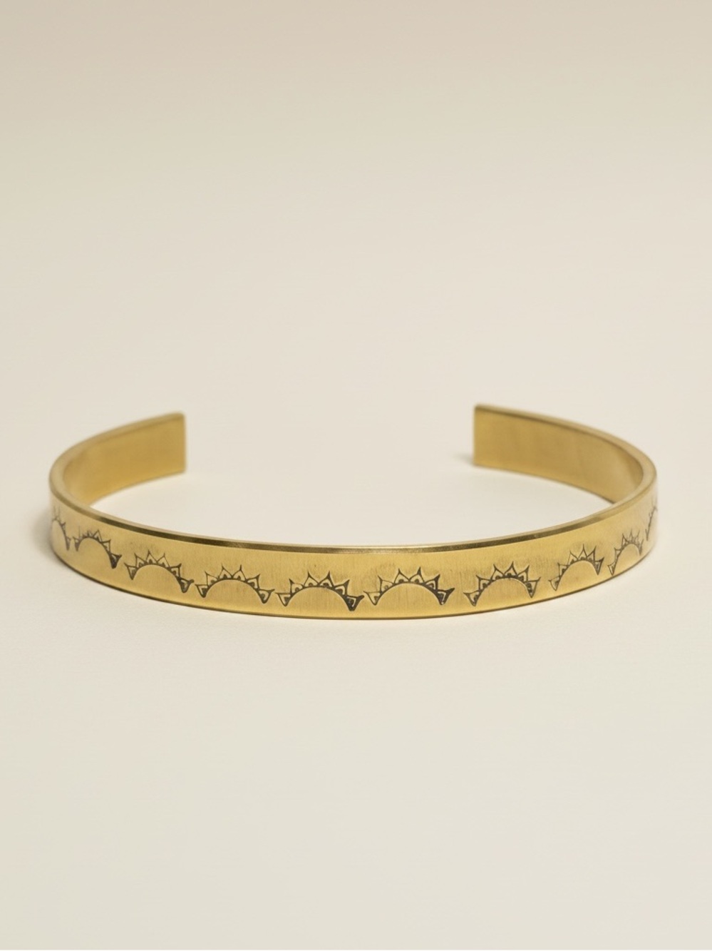 Handmade Sunburst gold brass adjustable Cuff Bracelet